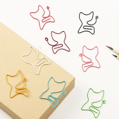 Creative cute solid color cat shape student office paper clip color random