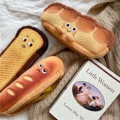 ins style cute plush bread toast large-capacity student personality pencil case