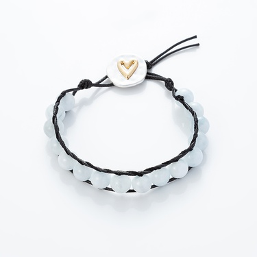 Love Heart & Cross Natural Crystal Stone Beaded Prayer Love Bracelet Gem Bracelet for Couple Suitable for Men and Women Valentine's Day Luxury Jewelry Gift Bracelet—2
