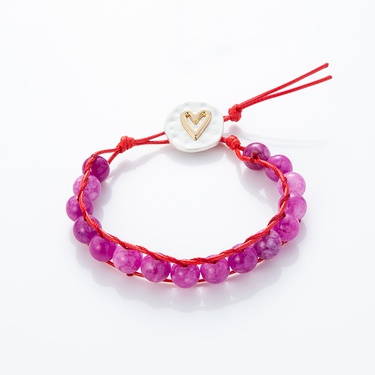 Love Heart & Cross Natural Crystal Stone Beaded Prayer Love Bracelet Gem Bracelet for Couple Suitable for Men and Women Valentine's Day Luxury Jewelry Gift Bracelet—4