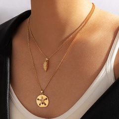 Simple Style Leaf Flower Alloy Plating Unisex Layered Necklaces 1 Piece