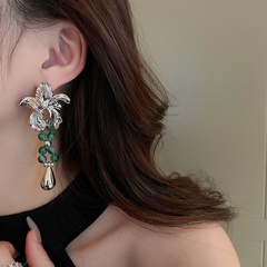 Fashion Flower Copper Beaded Drop Earrings 1 Pair