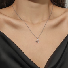 Cute Heart Shape Alloy Inlay Rhinestones Women'S Necklace 1 Piece