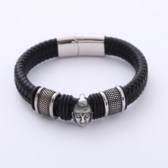 Hip-Hop Buddha Stainless Steel Woven Belt Bracelets 1 Piece
