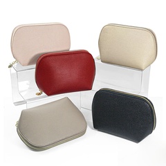 Women'S Medium All Seasons Pu Leather Solid Color Fashion Shell Zipper Cosmetic Bag