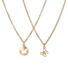 Fashion Butterfly Alloy Hollow Out Women'S Pendant Necklace 2 Pieces