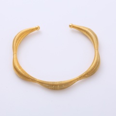Artistic Geometric Stainless Steel Gold Plated Bangle 1 Piece