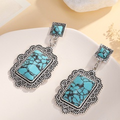 Vintage Style Geometric Alloy Inlay Turquoise Women'S Drop Earrings 1 Pair