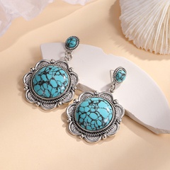 Retro Geometric Alloy Inlay Turquoise Women'S Drop Earrings 1 Pair