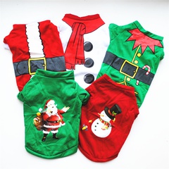 Casual Cotton Christmas Santa Claus Snowman Printing Pet Clothing 1 Piece