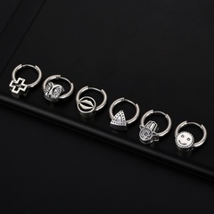 Fashion Geometric Cross Lips Stainless Steel Polishing Hoop Earrings 1 Piece