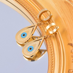 Fashion Devil'S Eye Water Droplets Titanium Steel Inlaid Gold Drop Earrings 1 Pair