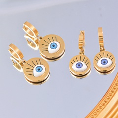 Fashion Devil'S Eye Titanium Steel Inlaid Gold Drop Earrings 1 Pair