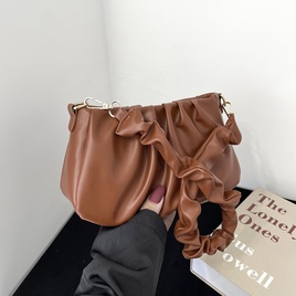WomenS Small Autumn Pu Leather Solid Color Fashion Square Zipper Ruched Bagpicture13