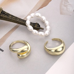Simple Style Geometric Alloy Plating Artificial Pearls Women'S Open Ring 3 Pieces
