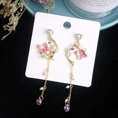 Fashion Flower Alloy Inlay Artificial Pearls Rhinestones Women'S Drop Earrings 1 Pair