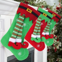 Christmas Fashion Color Block Cloth Nonwoven Party Christmas socks 1 Piece