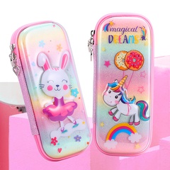 Cute Cartoon Bunny Unicorn Eva Double Layer Large Capacity Pencil Case Stationery Wholesale