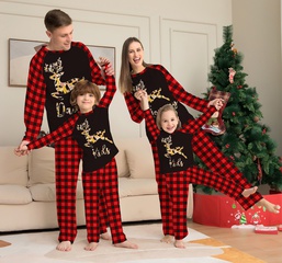 Fashion Letter Deer Cotton Blend Polyester Pants Sets Family Matching Outfits