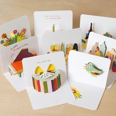 Children's Fun Simple Blessing Three-Dimensional Folding Birthday Greeting Card