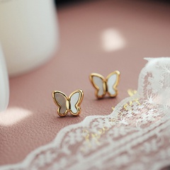 Korean Style Butterfly Titanium Steel Plating Shell Earrings 1 Pair