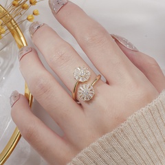 Einfacher Stil Blume Kupfer Inlay Künstlicher Diamant Offener Ring 1 Stück