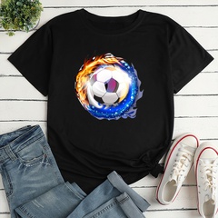 Casual Football Polyester Round Neck Short Sleeve Regular Sleeve Printing T-shirt