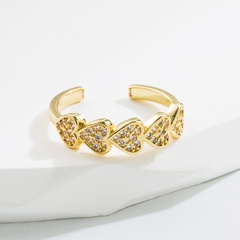 Mode Herzform Kupfer Vergoldet Zirkon Offener Ring 1 Stück