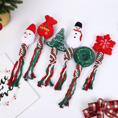Fashion Crystal Super Cotton String Christmas Tree Santa Claus Snowman Tassel Pet Toys 1 Piece
