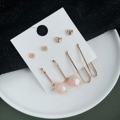 Fashion Heart Shape Flower Imitation Pearl Alloy Women'S Earrings 4 Pairs