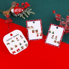 Fashion Christmas Tree Santa Claus Alloy Enamel Women'S Ear Studs 1 Set