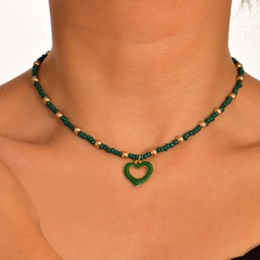 Fashion Heart Shape Alloy Beaded Enamel Women'S Pendant Necklace 1 Piece