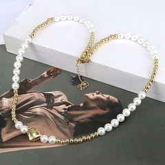 Elegant Geometric Heart Shape Imitation Pearl Copper Beaded Gold Plated Women'S Necklace 1 Piece