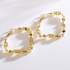Fashion Irregular Geometric Copper Gold Plated Hoop Earrings 1 Pair
