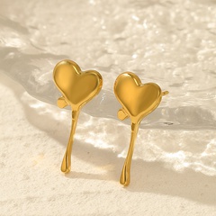 Simple Style Heart Shape Solid Color Stainless Steel Ear Studs 1 Pair
