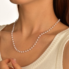 Fashion Solid Color Imitation Pearl Alloy Women'S Necklace 1 Piece