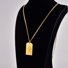 Elegant Portrait Stainless Steel Gold Plated Pendant Necklace 1 Piece