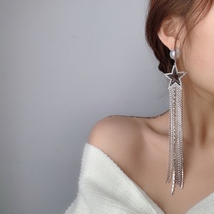 Fashion Pentagram Alloy Inlay Artificial Pearls Rhinestones Women'S Drop Earrings 1 Pair