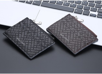 Unisex Lingge Pu Leather Zipper Card Holders
