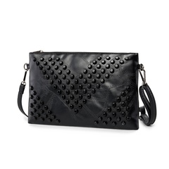 Women'S Medium All Seasons Pu Leather Solid Color Fashion Rivet Square Zipper Clutch Bag
