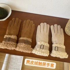 Women'S Elegant Solid Color Faux Suede Gloves 1 Pair