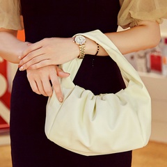 Women'S Medium All Seasons Pu Leather Solid Color Fashion Dumpling Shape Zipper Cloud Shape Bag