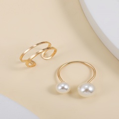 Simple Style Solid Color Alloy Inlay Pearl Women'S Open Ring 2 Pieces