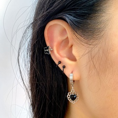 Fashion Heart Shape Butterfly Alloy Plating Inlay Rhinestones Women'S Drop Earrings 1 Set