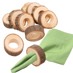 Creative wooden napkin ring dining table decoration retro bark wood pile crafts ornaments