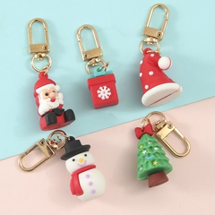 Fashion Christmas Tree Santa Claus Snowman PVC Alloy Unisex Bag Pendant Keychain 1 Piece