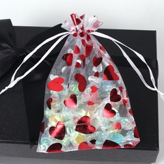 Simple Style Heart Shape Organza Drawstring Jewelry Packaging Bags 1 Piece