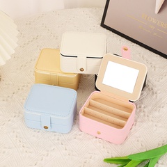 Simple Style Geometric Solid Color Pu Leather Flannel Layered Jewelry Boxes 1 Piece