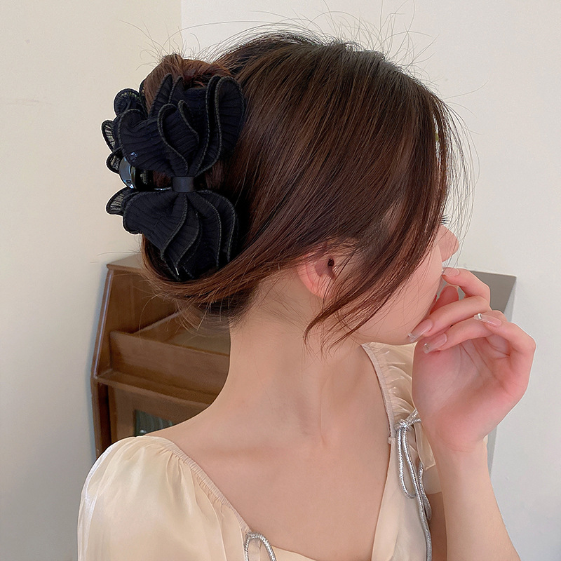 Fashion Bow Knot Arylic Cloth Hair Claws 1 Piece2