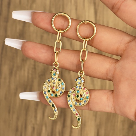 Fashion Heart Shape Snake Alloy Plating Inlay Rhinestones Women'S Drop Earrings 1 Pair's discount tags